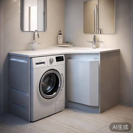 卫浴空间新设计，转角洗衣机一体