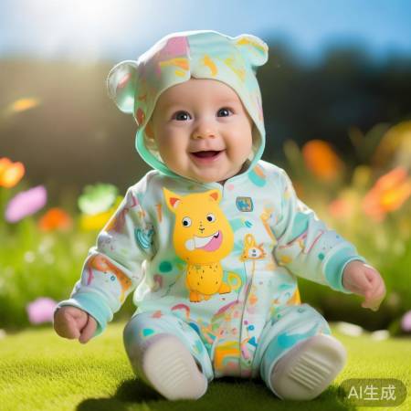 浅色卡通，宝宝衣物更凉快