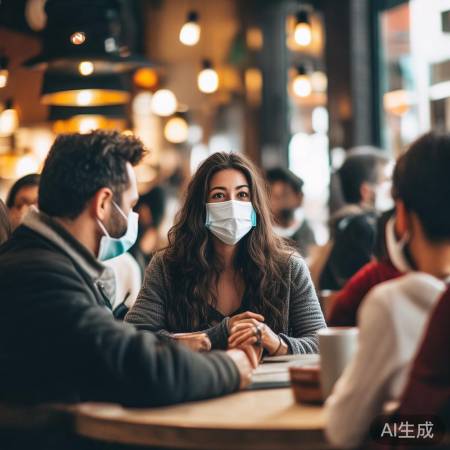 公共场所戴口罩,防病毒传播